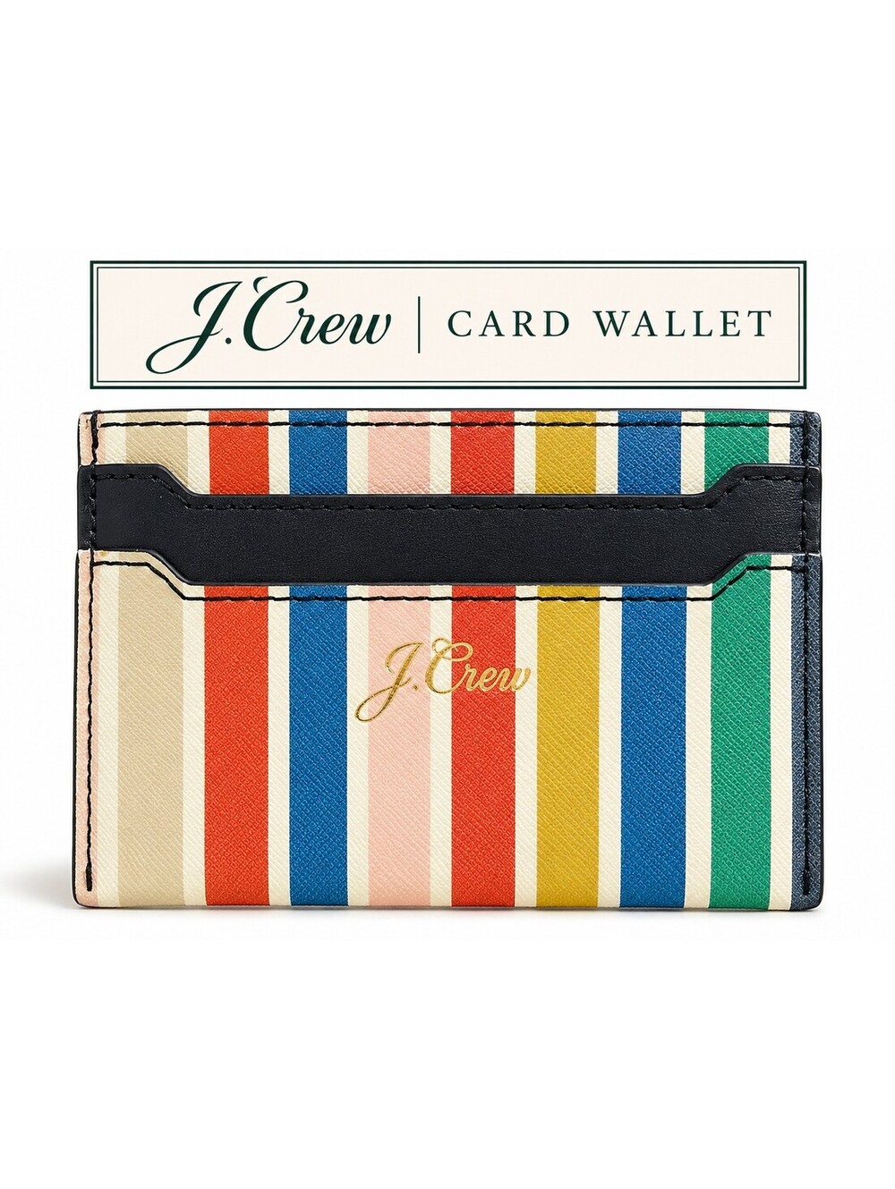 J.Crew Striped Card Wallet Cardholder Multicolor